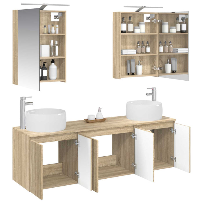 Set dulap baie 5 pcs Stejar Sonoma Lemn prelucrat WALTI
