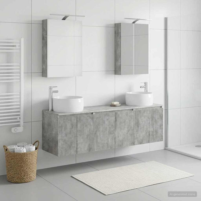 Set dulap baie 5 pcs Gri Beton Lemn prelucrat WALTI
