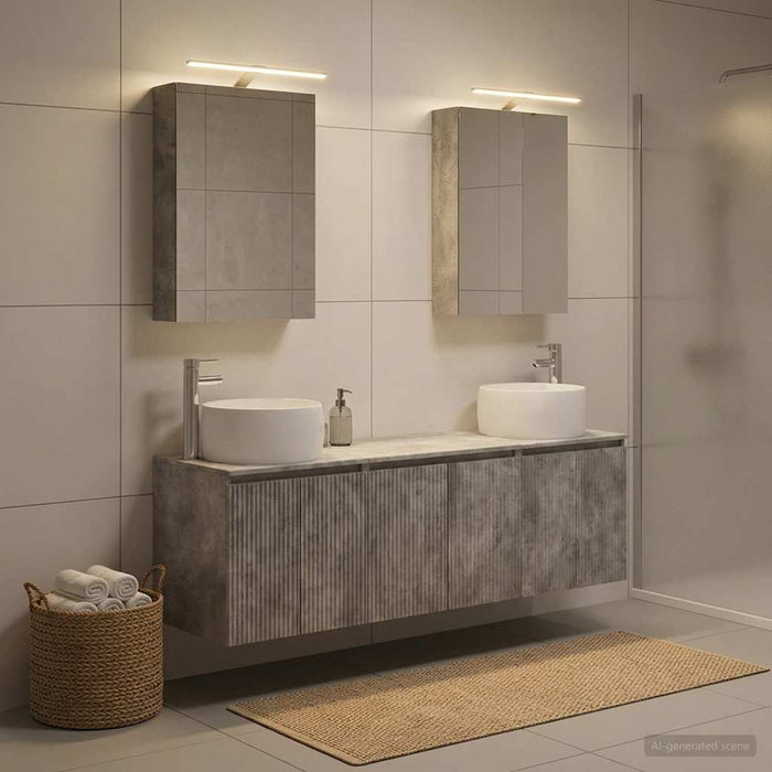 Set dulap baie 5 buc. Gri Beton Lemn prelucrat WALTI