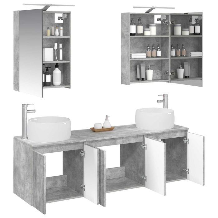 Set dulap baie 5 pcs Gri Beton Lemn prelucrat WALTI