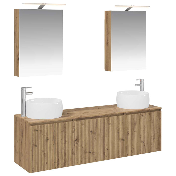 Set dulap baie 5 pcs Stejar Artizanal Lemn prelucrat WALTI