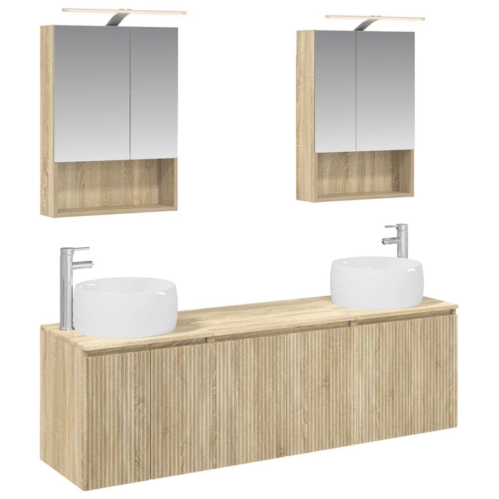 Set dulap baie 5 pcs Stejar Sonoma Lemn prelucrat WALTI