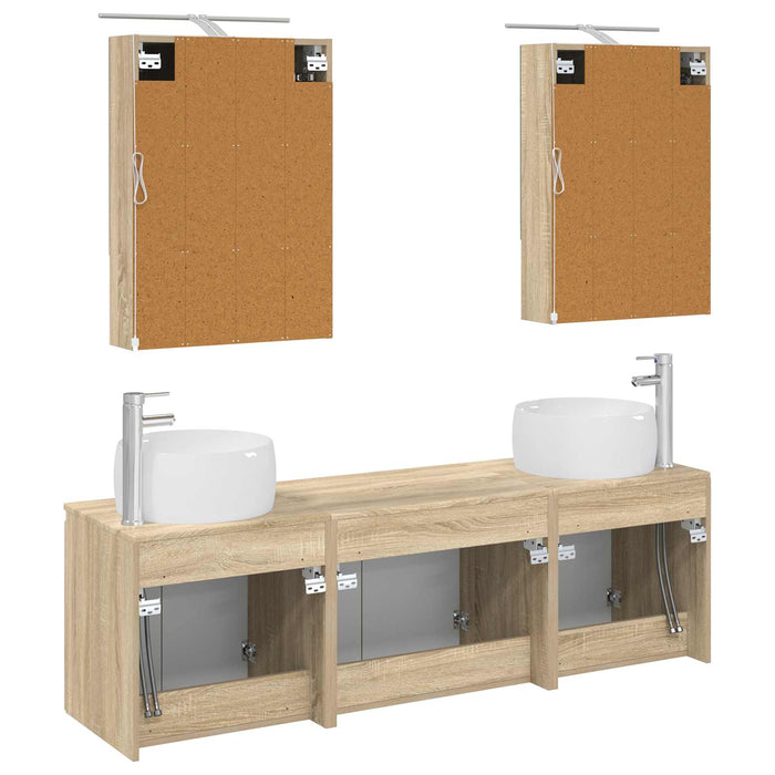 Set dulap baie 5 pcs Stejar Sonoma Lemn prelucrat WALTI