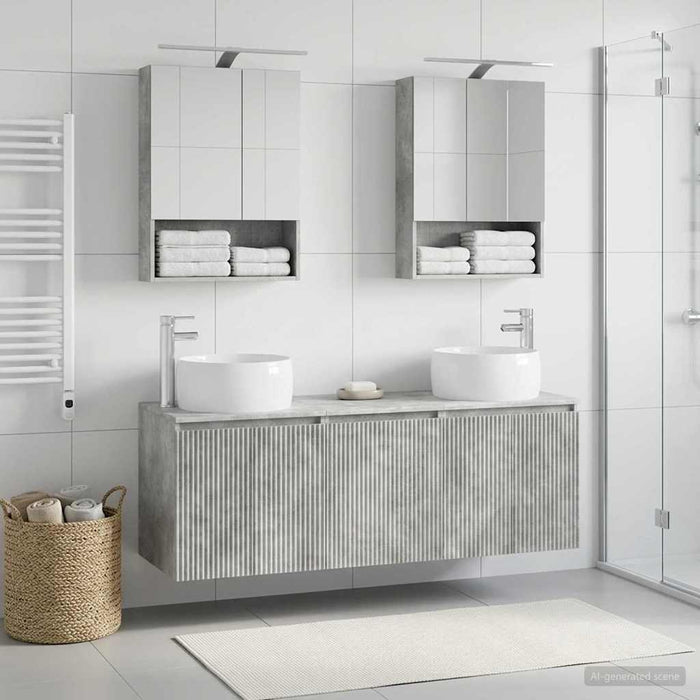 Set dulap baie 5 pcs Gri Beton Lemn prelucrat WALTI