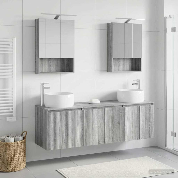 Set dulap baie 5 pcs Sonoma gri Lemn prelucrat WALTI