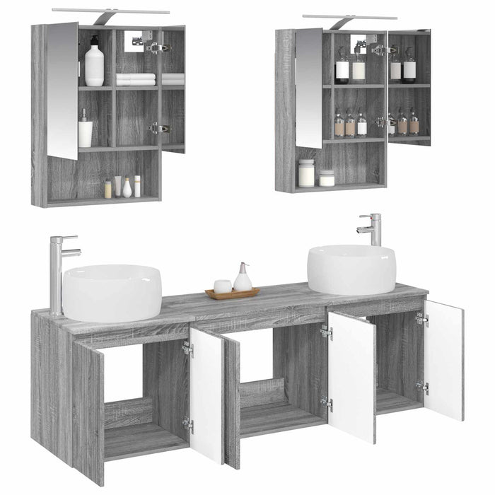 Set dulap baie 5 pcs Sonoma gri Lemn prelucrat WALTI