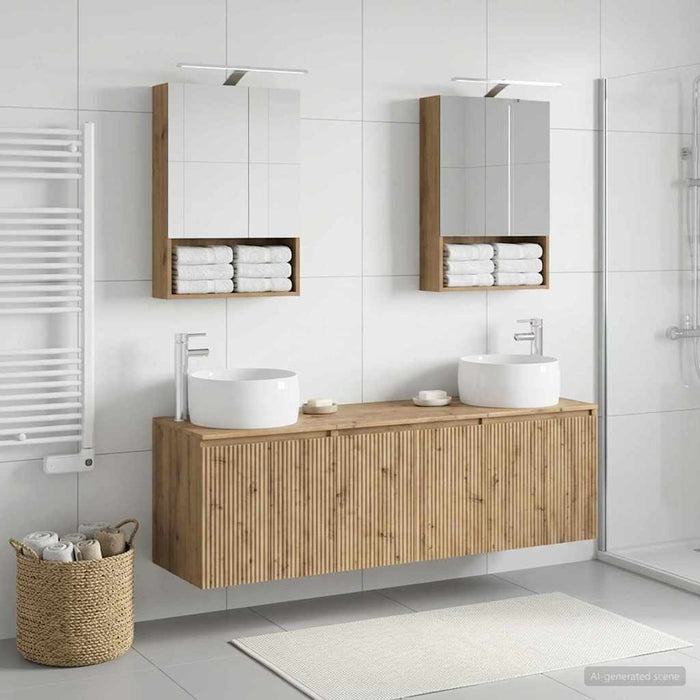 Set dulap baie 5 pcs Stejar Artizanal Lemn prelucrat WALTI