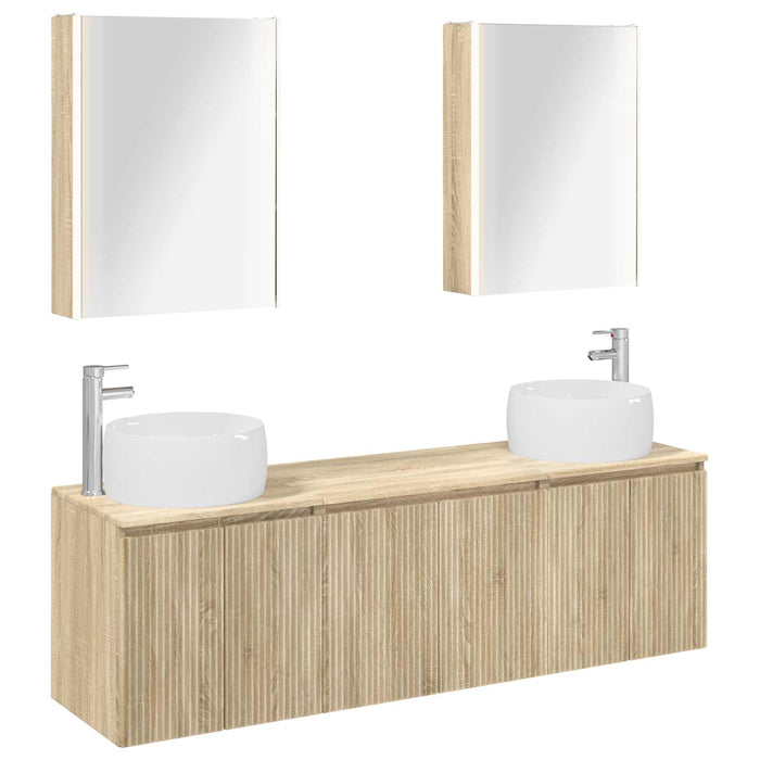 Set dulap baie 5 pcs Stejar Sonoma Lemn prelucrat WALTI