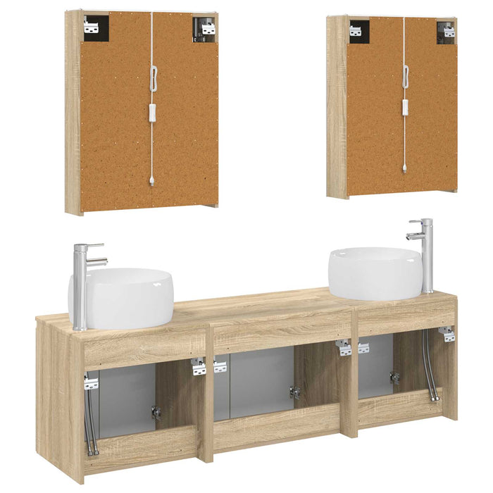 Set dulap baie 5 pcs Stejar Sonoma Lemn prelucrat WALTI