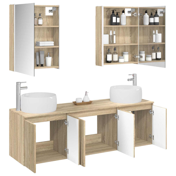 Set dulap baie 5 pcs Stejar Sonoma Lemn prelucrat WALTI