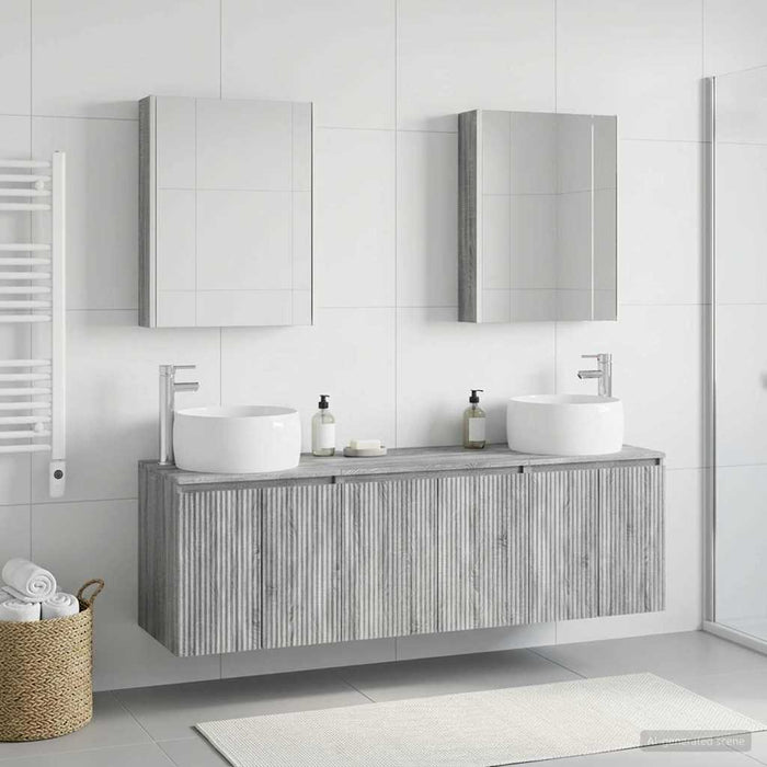 Set dulap baie 5 pcs Sonoma gri Lemn prelucrat WALTI