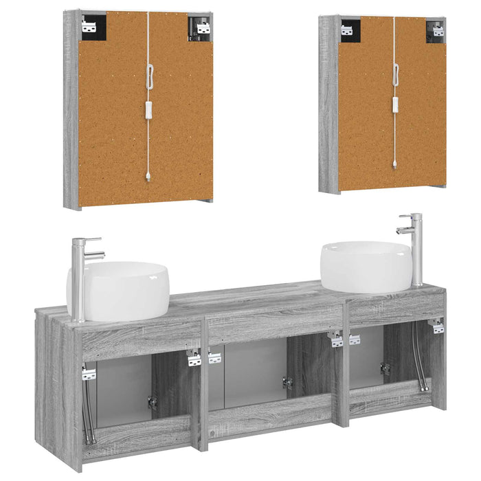 Set dulap baie 5 pcs Sonoma gri Lemn prelucrat WALTI