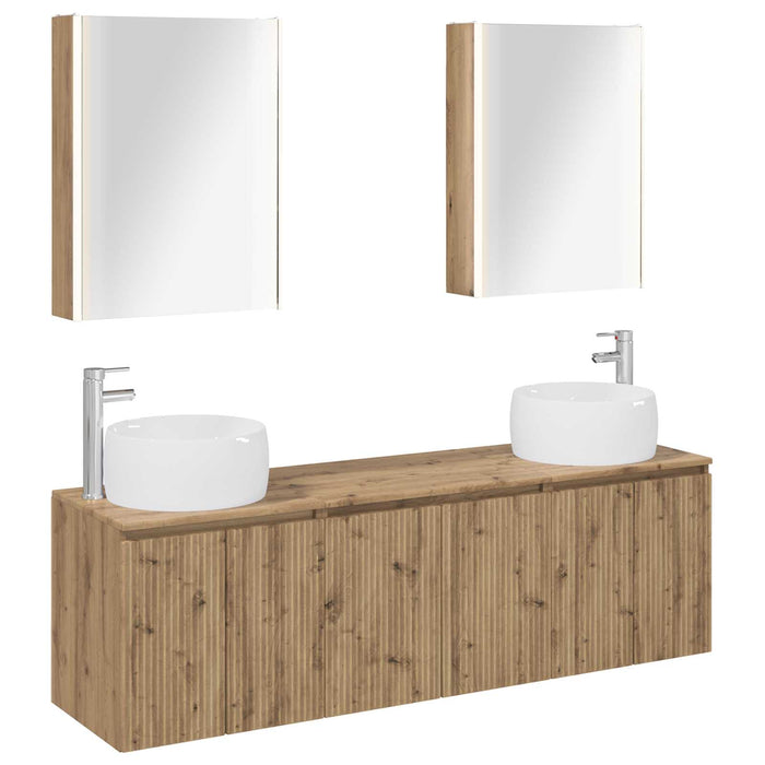 Set dulap baie 5 pcs Stejar Artizanal Lemn prelucrat WALTI