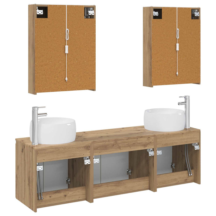 Set dulap baie 5 pcs Stejar Artizanal Lemn prelucrat WALTI