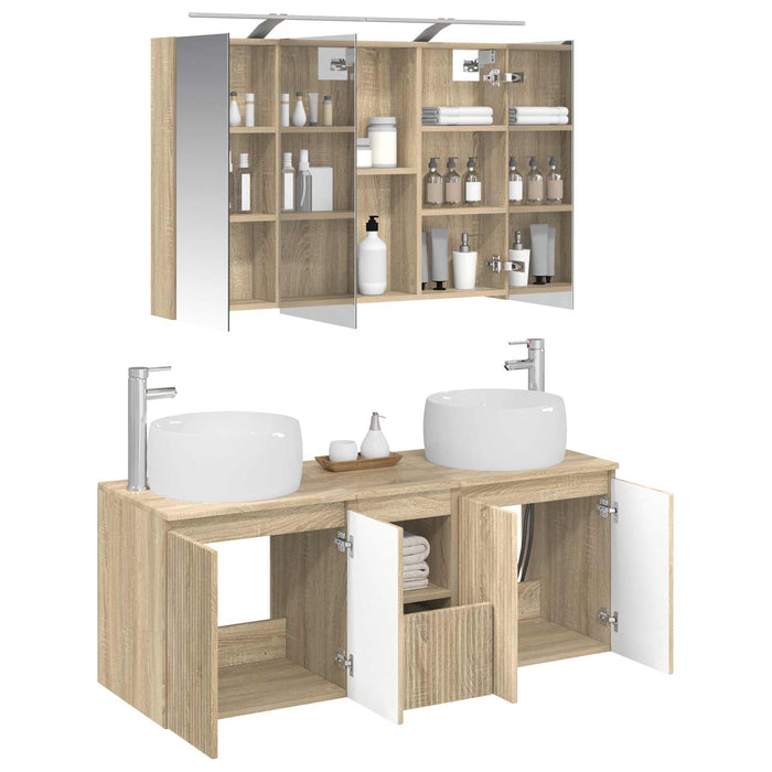 Set dulap baie 4 pcs Stejar Sonoma Lemn prelucrat WALTI