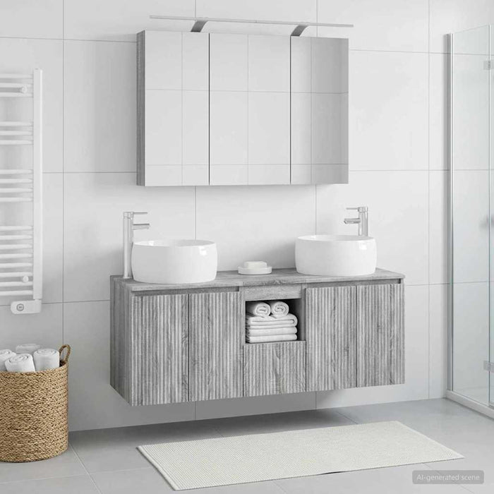 Set dulap baie 4 pcs Sonoma gri Lemn prelucrat WALTI