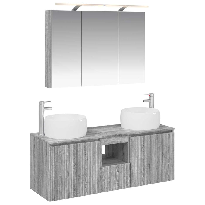 Set dulap baie 4 pcs Sonoma gri Lemn prelucrat WALTI