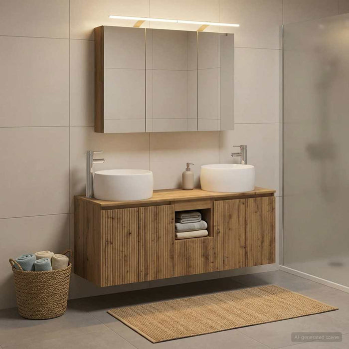 Set dulap baie 4 buc. Stejar Artizanal Lemn prelucrat WALTI