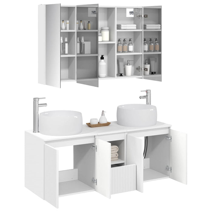 Set dulap baie 4 pcs Alb Lemn prelucrat WALTI