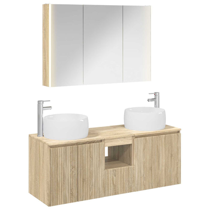 Set dulap baie 4 pcs Stejar Sonoma Lemn prelucrat WALTI