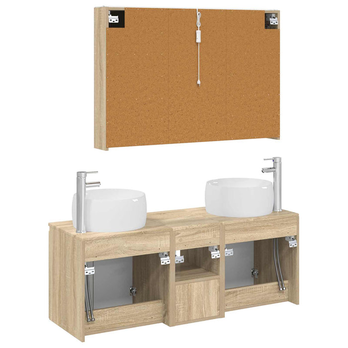 Set dulap baie 4 pcs Stejar Sonoma Lemn prelucrat WALTI