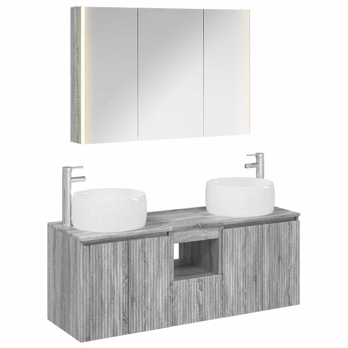 Set dulap baie 4 pcs Sonoma gri Lemn prelucrat WALTI