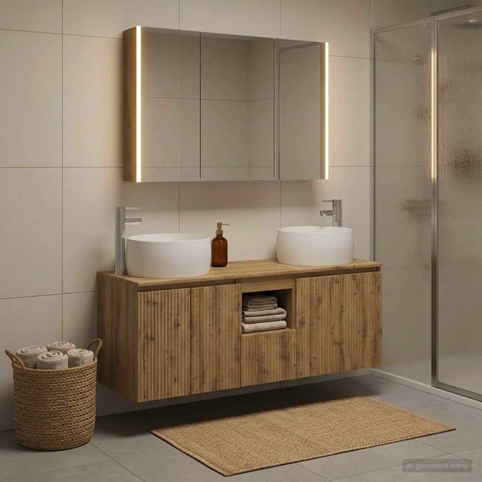 Set dulap baie 4 buc. Stejar Artizanal Lemn prelucrat - WALTI WALTI