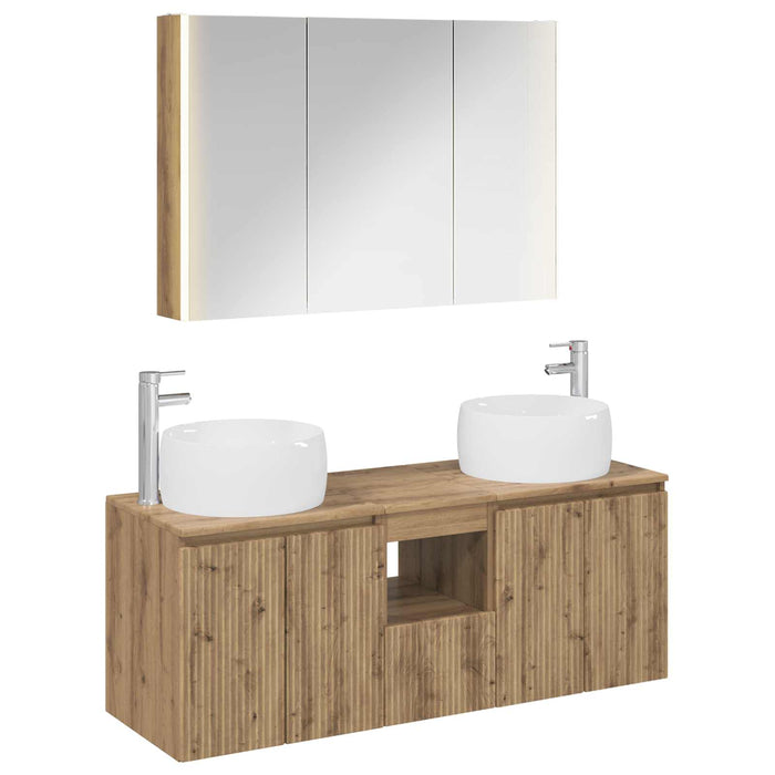 Set dulap baie 4 pcs Stejar Artizanal Lemn prelucrat WALTI