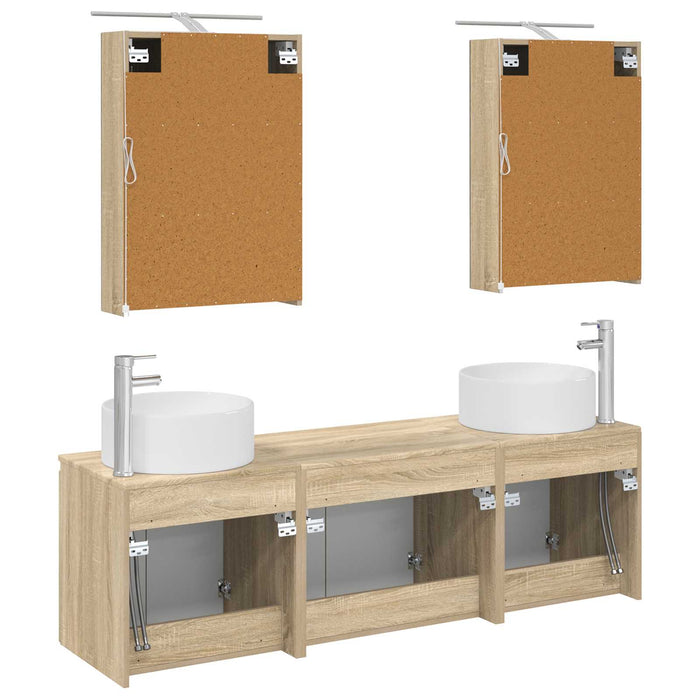 Set dulap baie 5 pcs Stejar Sonoma Lemn prelucrat WALTI