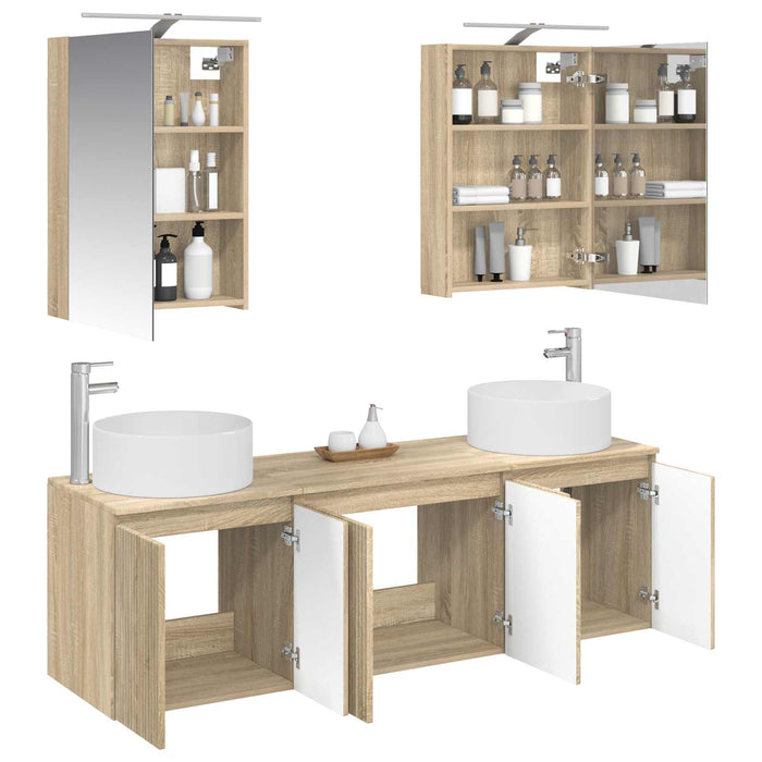 Set dulap baie 5 pcs Stejar Sonoma Lemn prelucrat WALTI