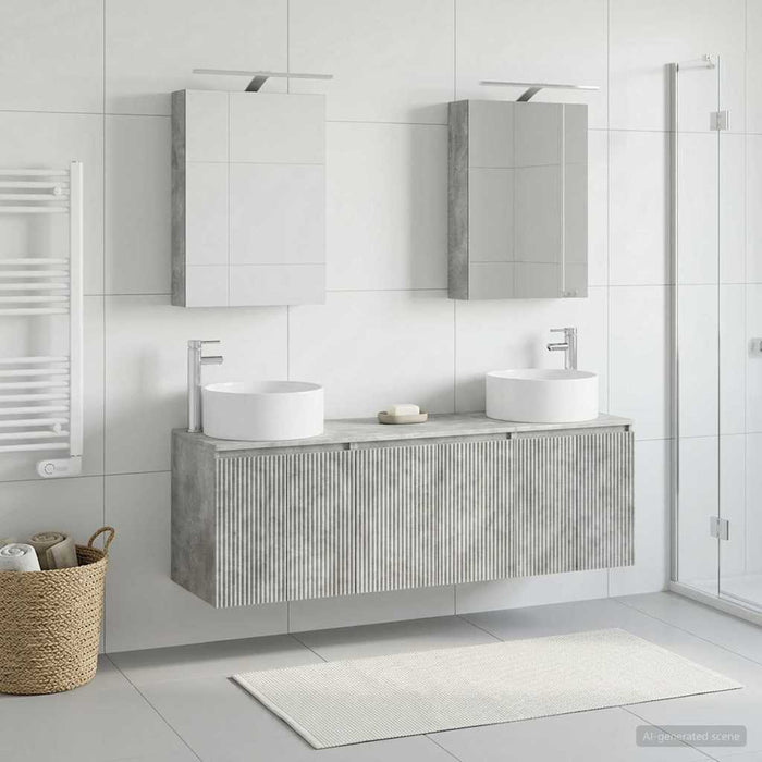 Set dulap baie 5 pcs Gri Beton Lemn prelucrat WALTI