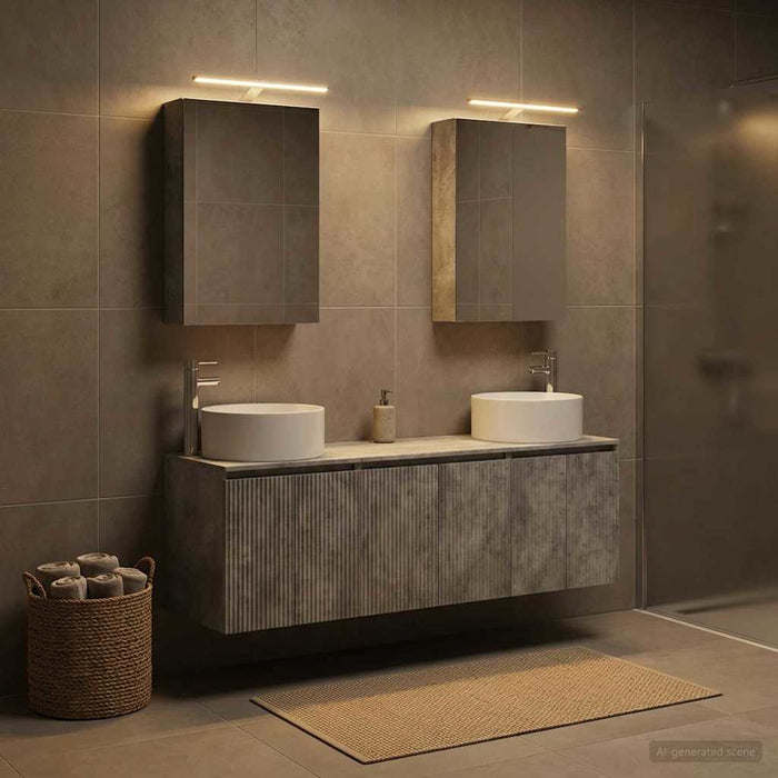 Set dulap baie 5 buc. Gri Beton Lemn prelucrat WALTI