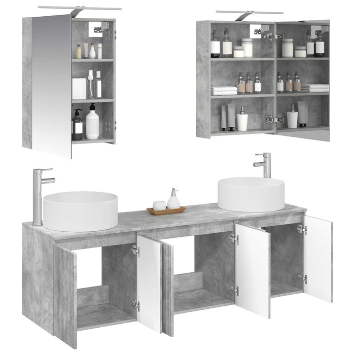 Set dulap baie 5 pcs Gri Beton Lemn prelucrat WALTI