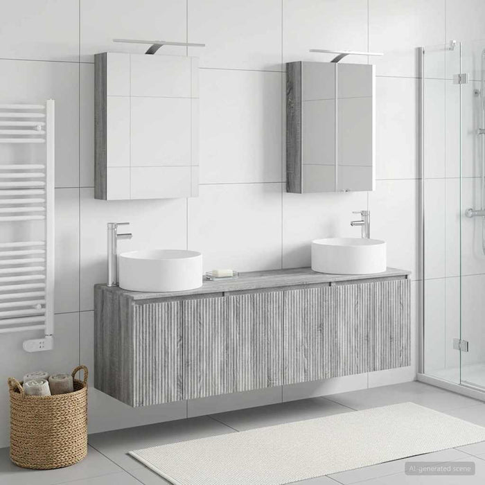 Set dulap baie 5 pcs Sonoma gri Lemn prelucrat WALTI