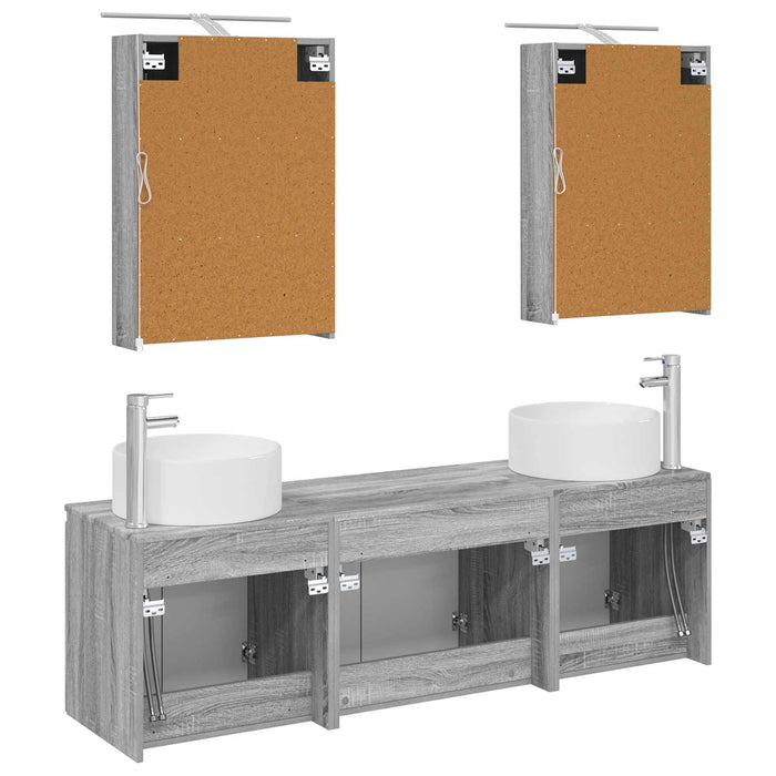 Set dulap baie 5 pcs Sonoma gri Lemn prelucrat WALTI