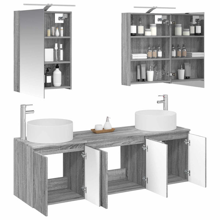 Set dulap baie 5 pcs Sonoma gri Lemn prelucrat WALTI