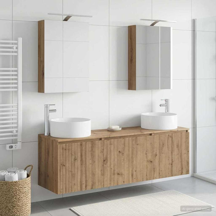 Set dulap baie 5 pcs Stejar Artizanal Lemn prelucrat WALTI