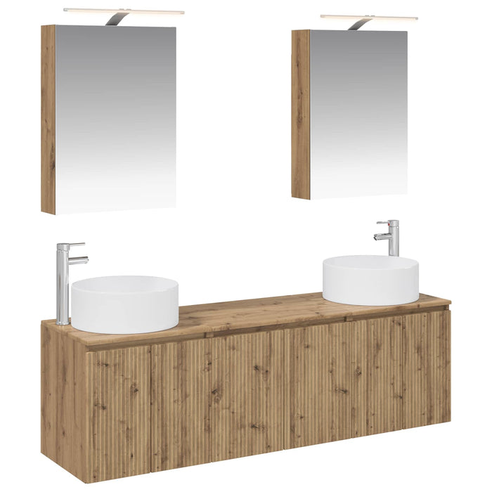 Set dulap baie 5 pcs Stejar Artizanal Lemn prelucrat WALTI