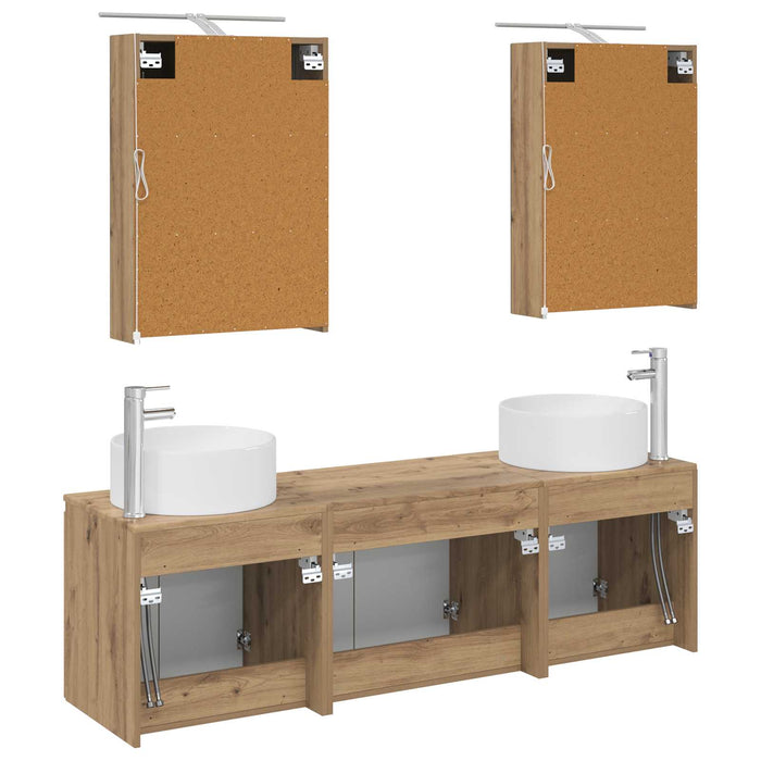 Set dulap baie 5 pcs Stejar Artizanal Lemn prelucrat WALTI