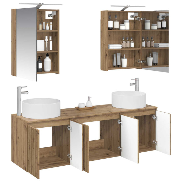 Set dulap baie 5 pcs Stejar Artizanal Lemn prelucrat WALTI