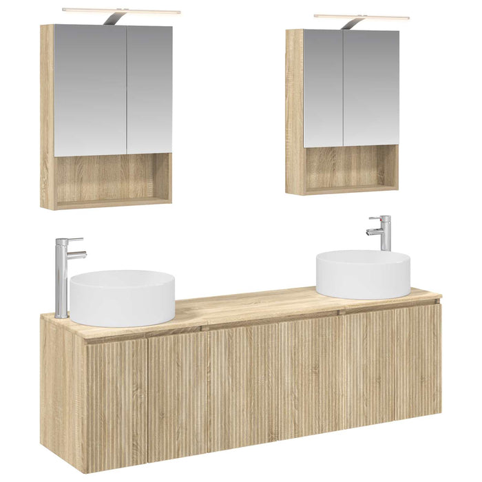 Set dulap baie 5 pcs Stejar Sonoma Lemn prelucrat WALTI