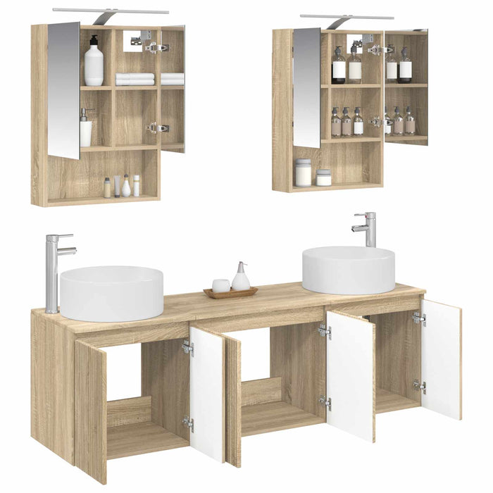 Set dulap baie 5 pcs Stejar Sonoma Lemn prelucrat WALTI