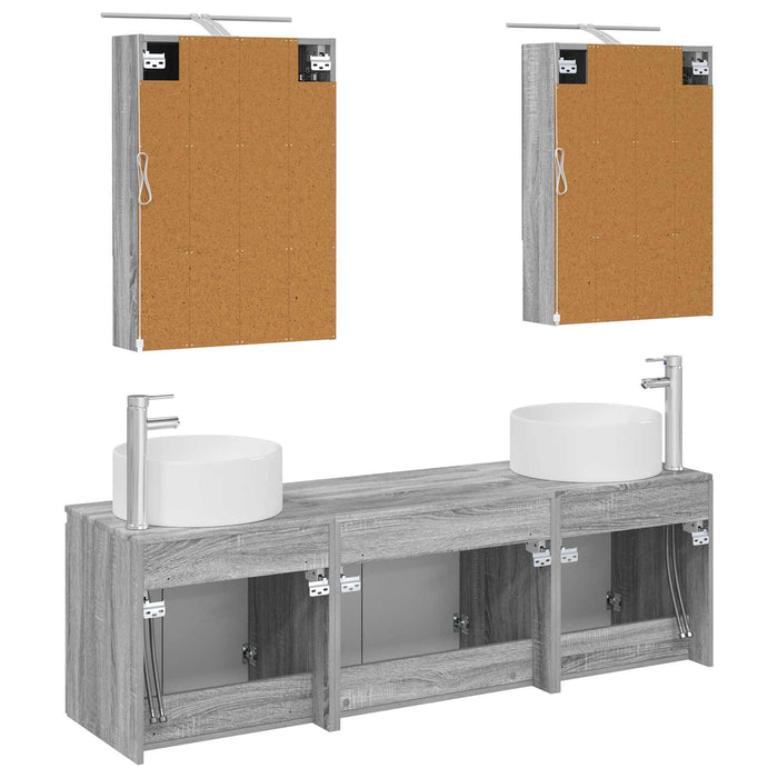 Set dulap baie 5 pcs Sonoma gri Lemn prelucrat WALTI