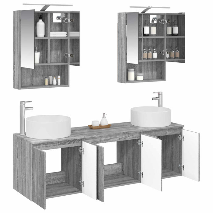 Set dulap baie 5 pcs Sonoma gri Lemn prelucrat WALTI