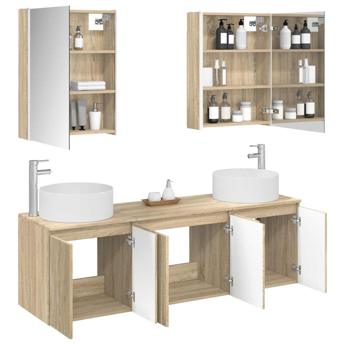 Set dulap baie 5 pcs Stejar Sonoma Lemn prelucrat WALTI