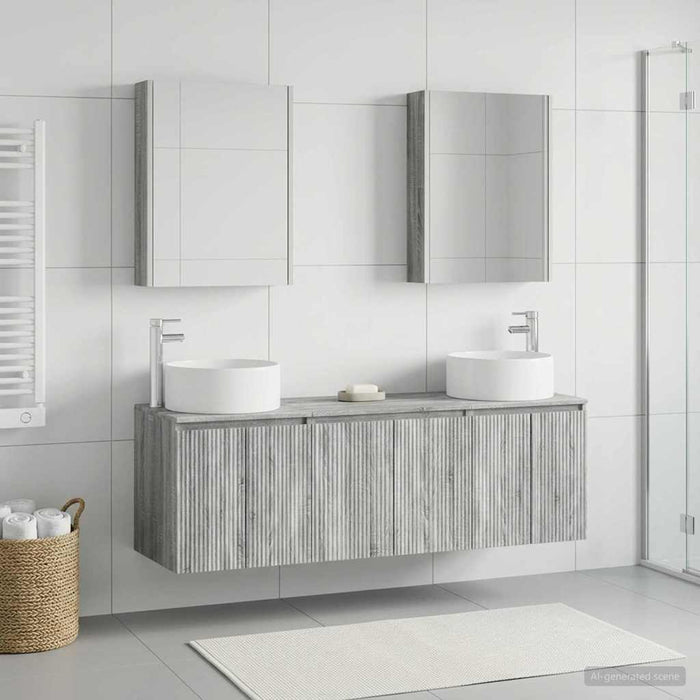 Set dulap baie 5 pcs Sonoma gri Lemn prelucrat WALTI