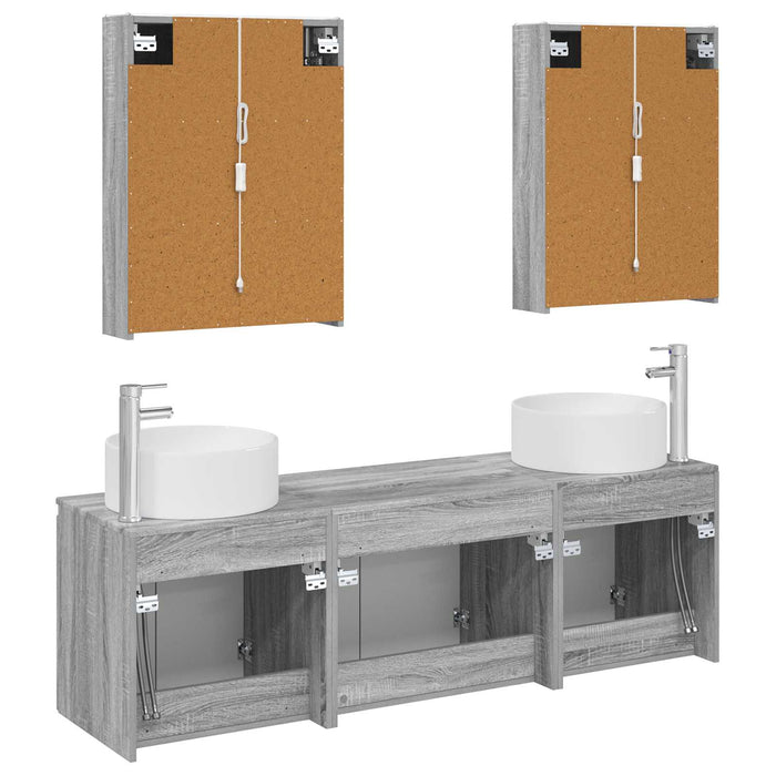 Set dulap baie 5 pcs Sonoma gri Lemn prelucrat WALTI