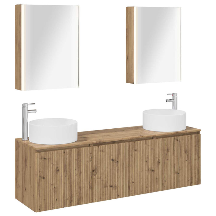 Set dulap baie 5 pcs Stejar Artizanal Lemn prelucrat WALTI