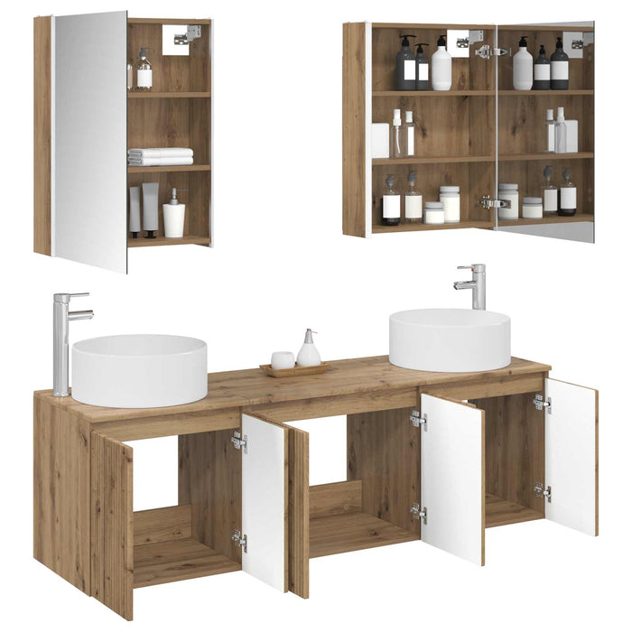 Set dulap baie 5 pcs Stejar Artizanal Lemn prelucrat WALTI