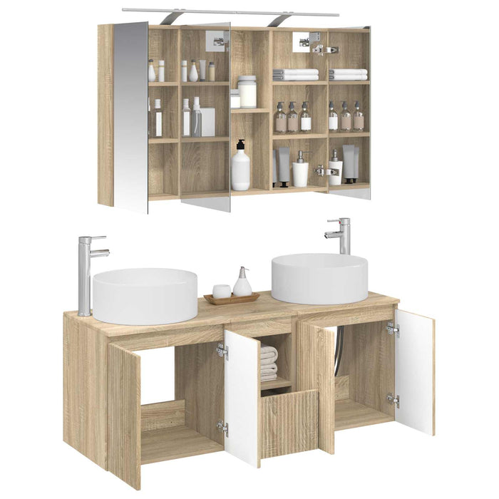 Set dulap baie 4 pcs Stejar Sonoma 100 x 14,5 x 70 cm WALTI